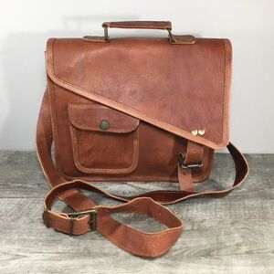Vintage Travel Everyday Leather School Messenger Cross Body Bag Shoulder Pack